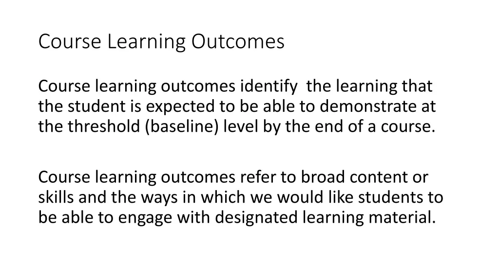 course learning outcomes