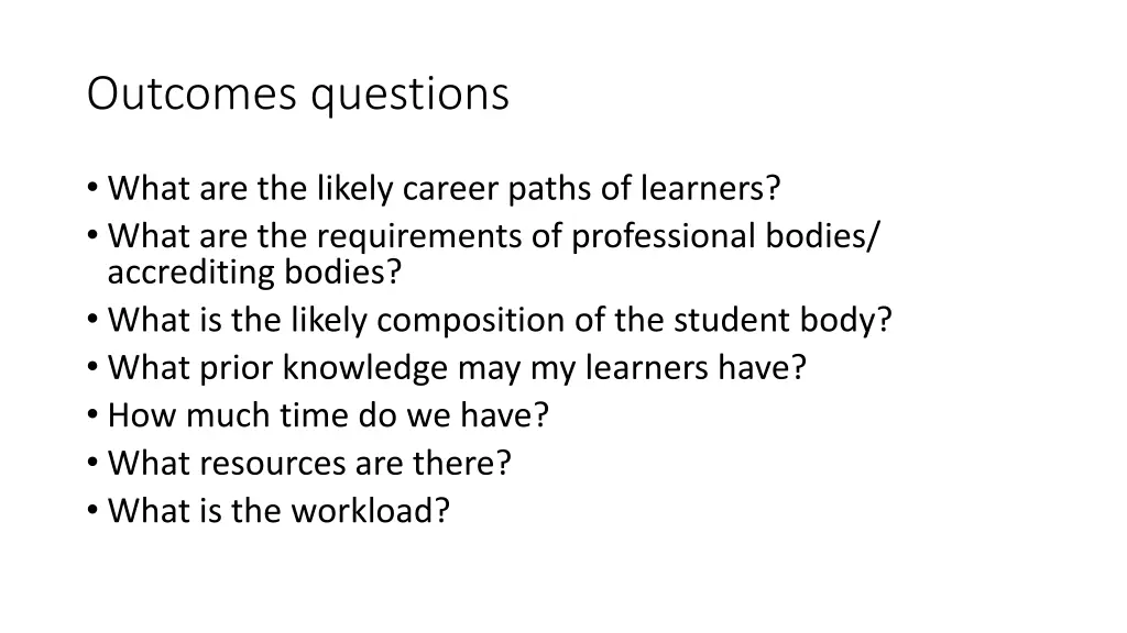 outcomes questions 1