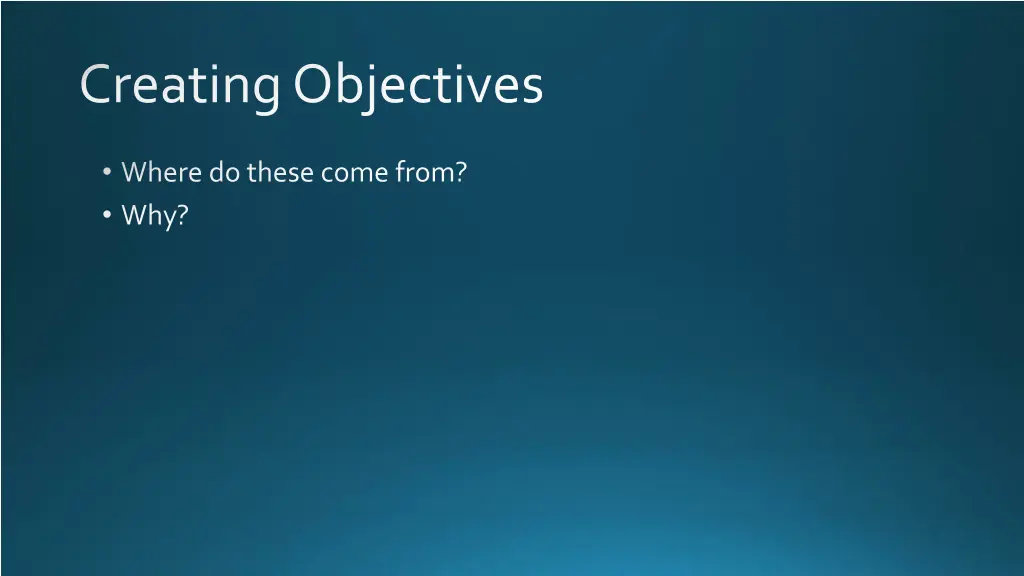 creating objectives