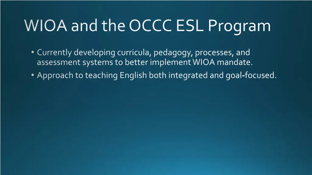 wioa and the occc esl program