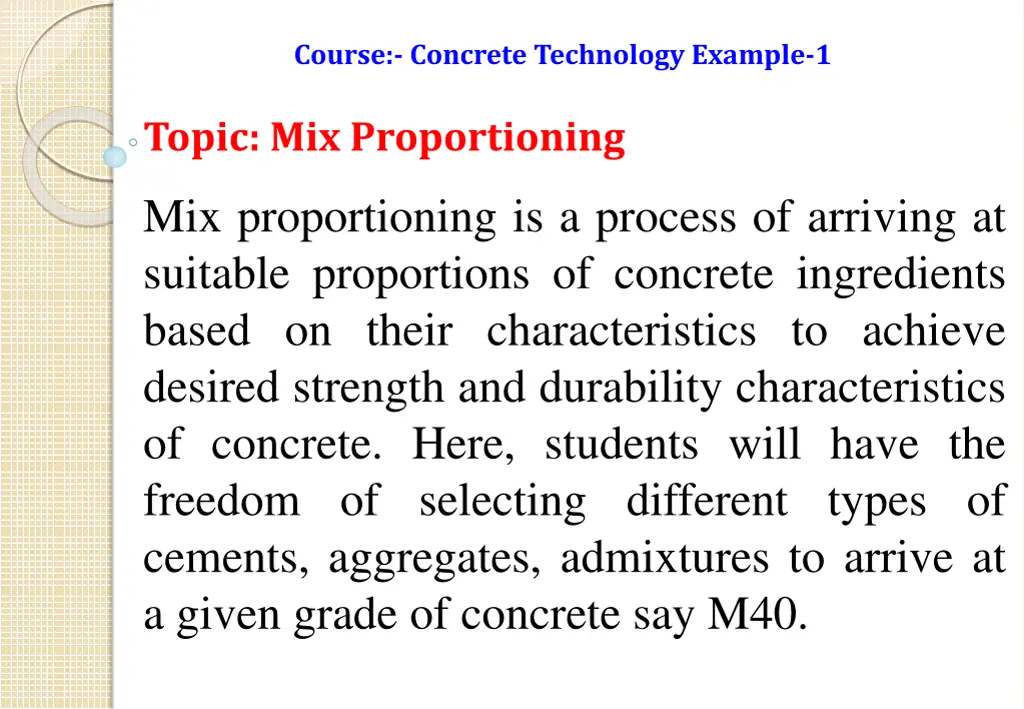 course concrete technology example 1