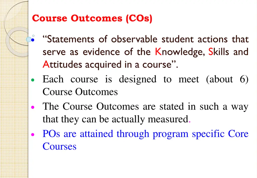 course outcomes cos