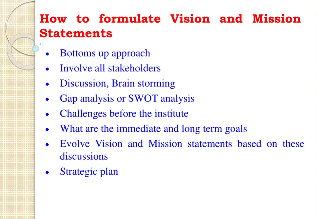 how to formulate vision and mission statements