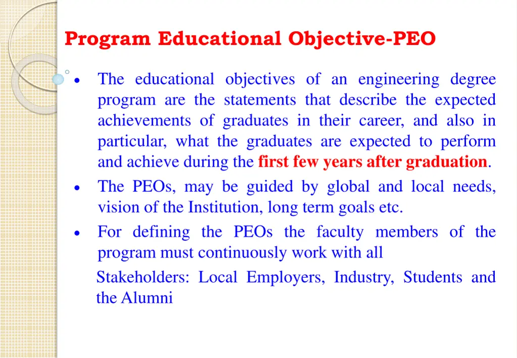 program educational objective peo