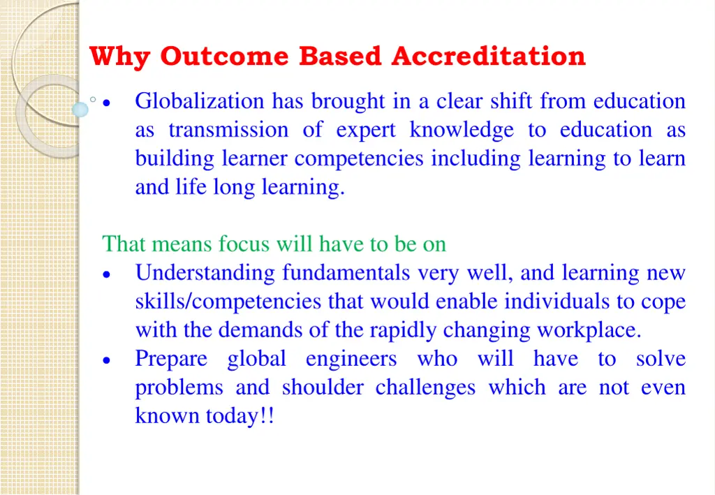 why outcome based accreditation