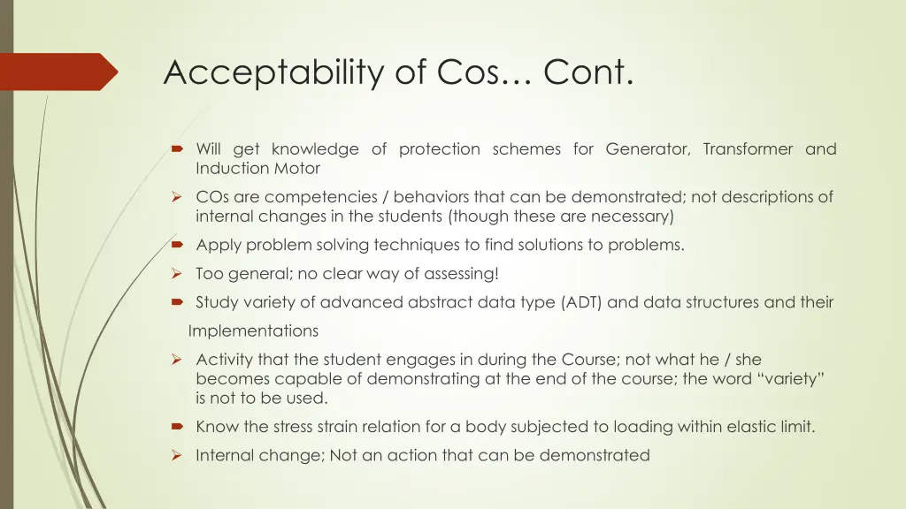 acceptability of cos cont