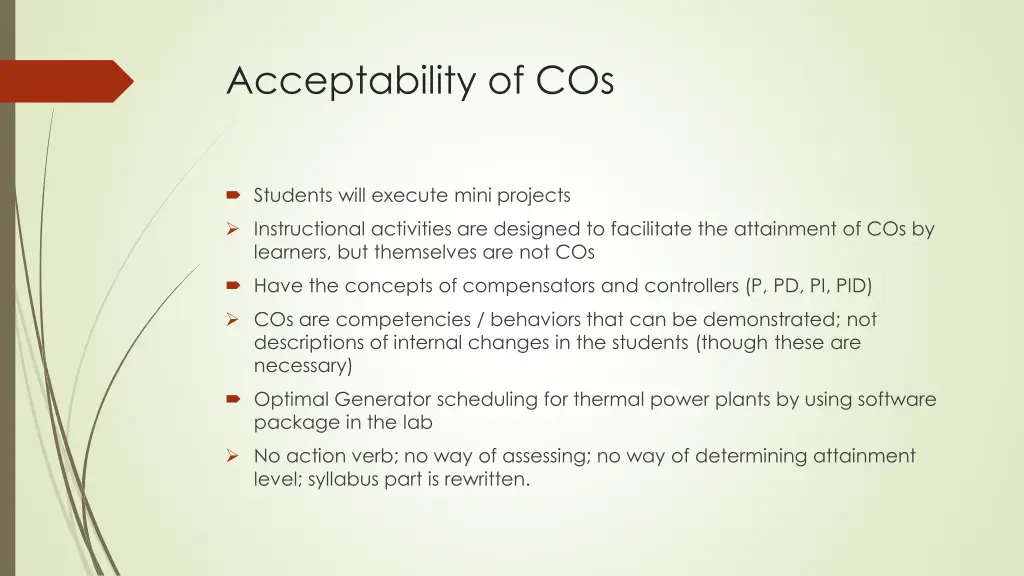 acceptability of cos