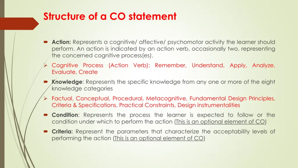 structure of a co statement