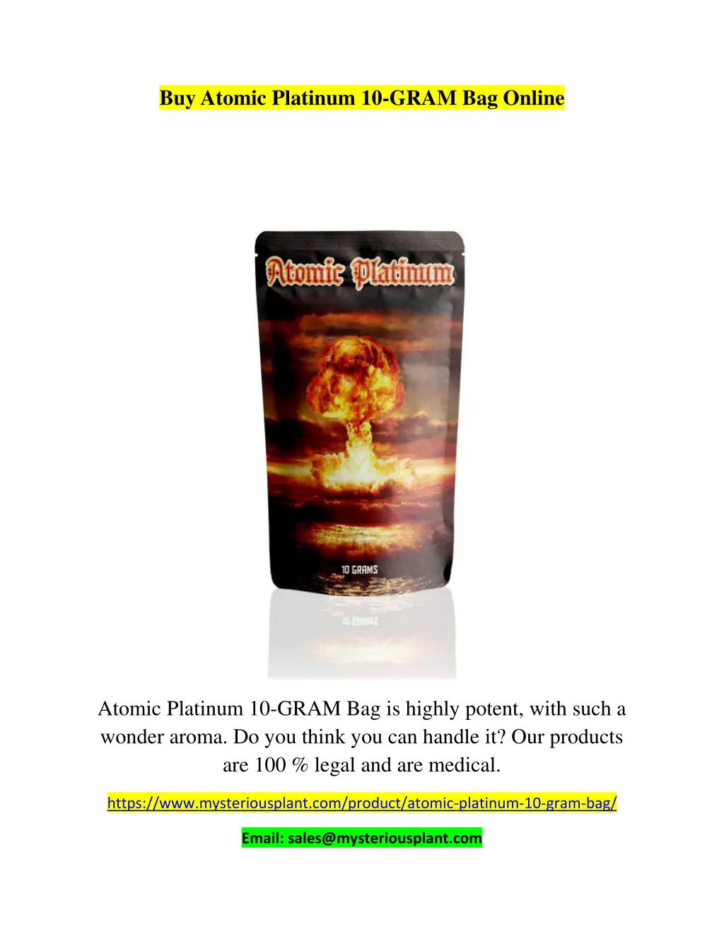 buy atomic platinum 10 gram bag online