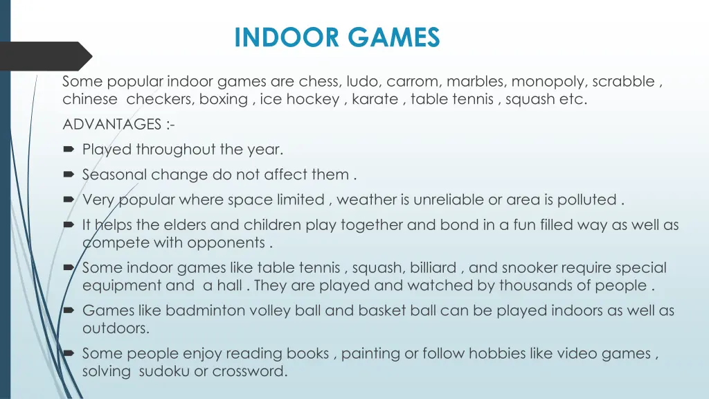 indoor games