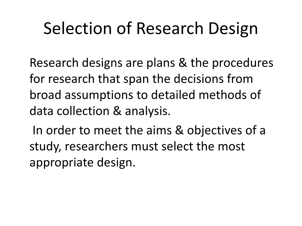 selection of research design