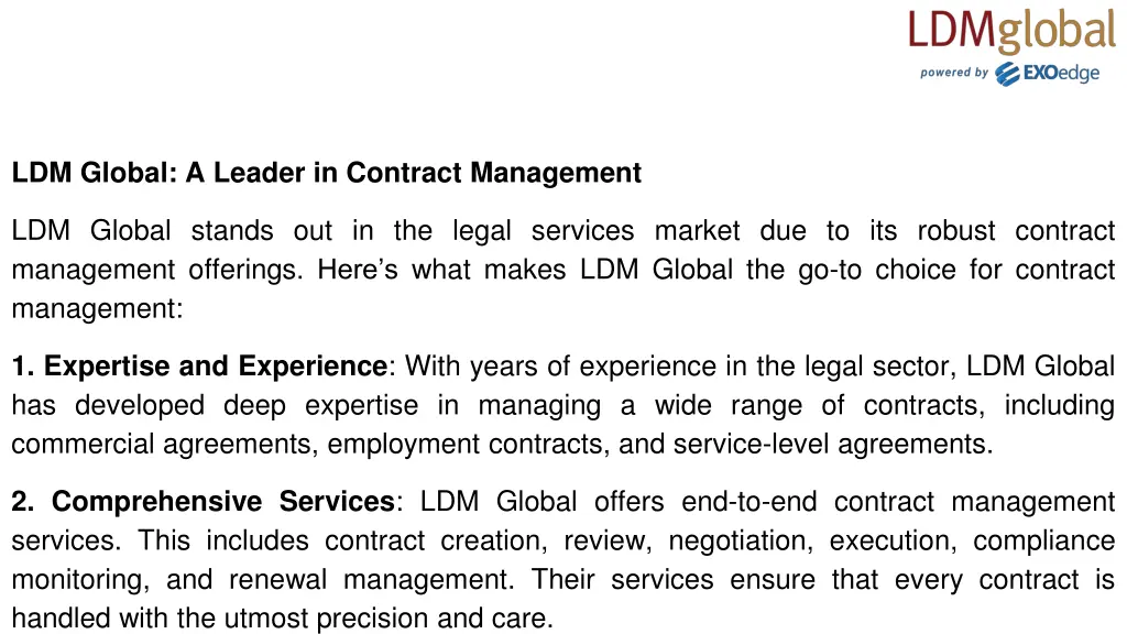 ldm global a leader in contract management