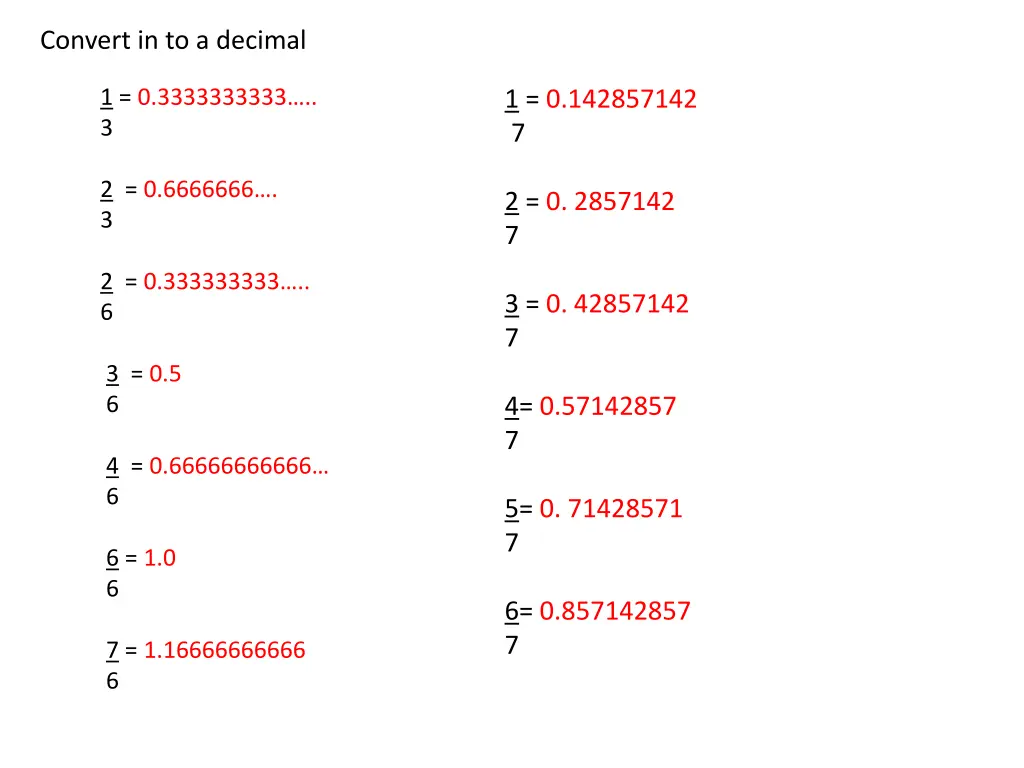 convert in to a decimal 1