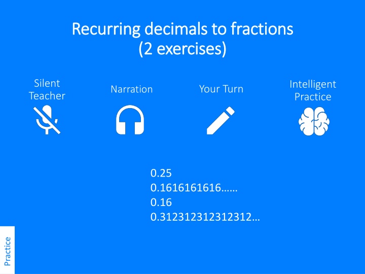 recurring decimals to fractions recurring