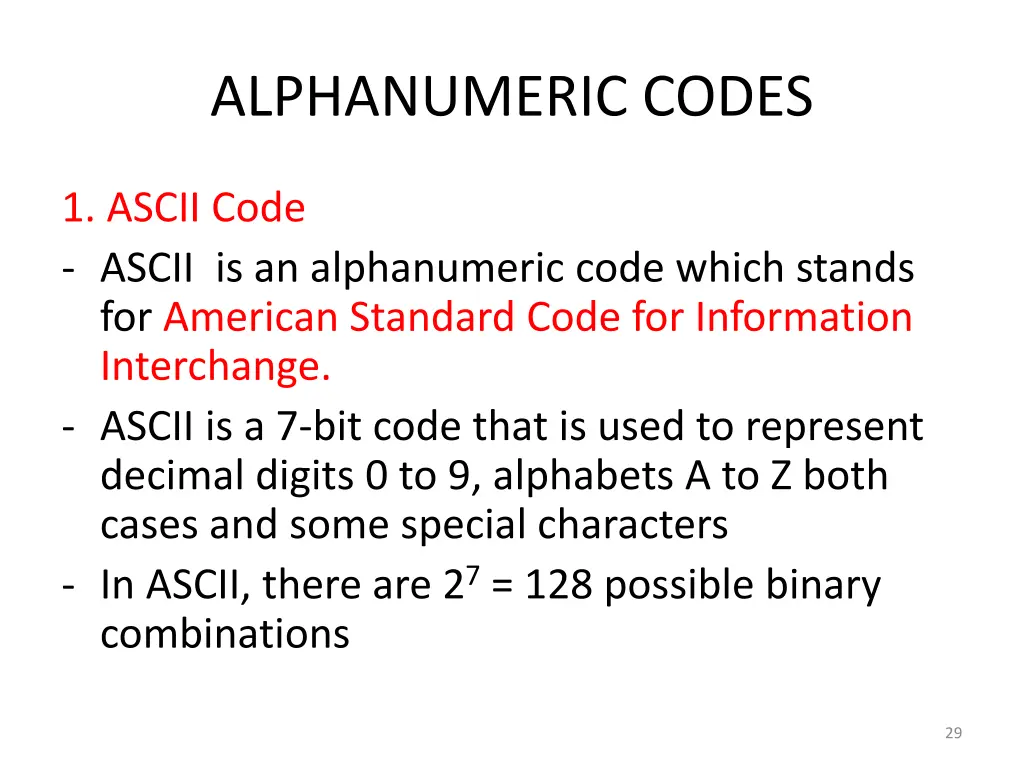 alphanumeric codes