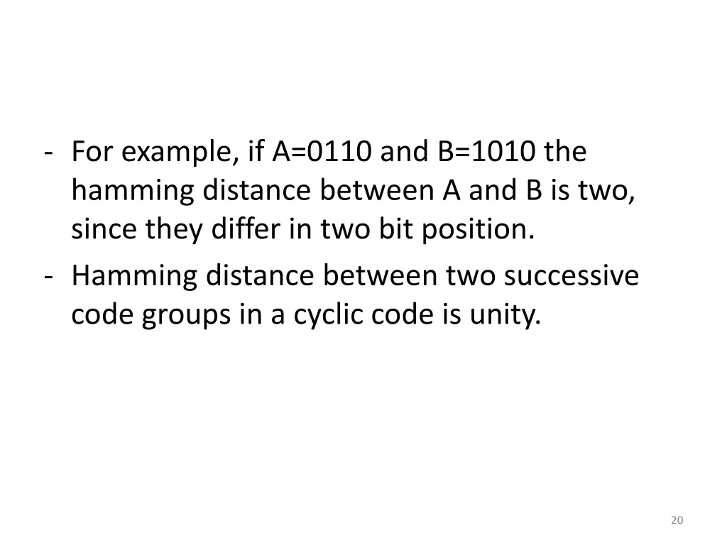 for example if a 0110 and b 1010 the hamming