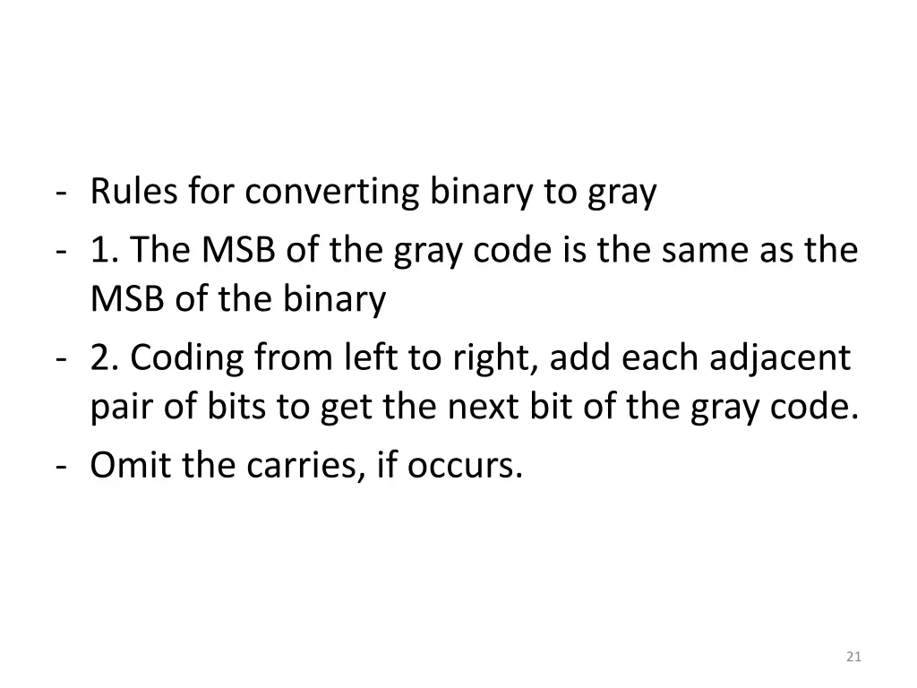 rules for converting binary to gray