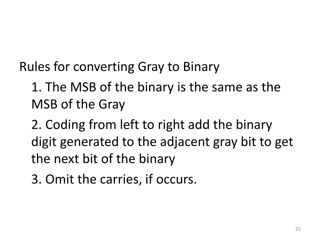 rules for converting gray to binary