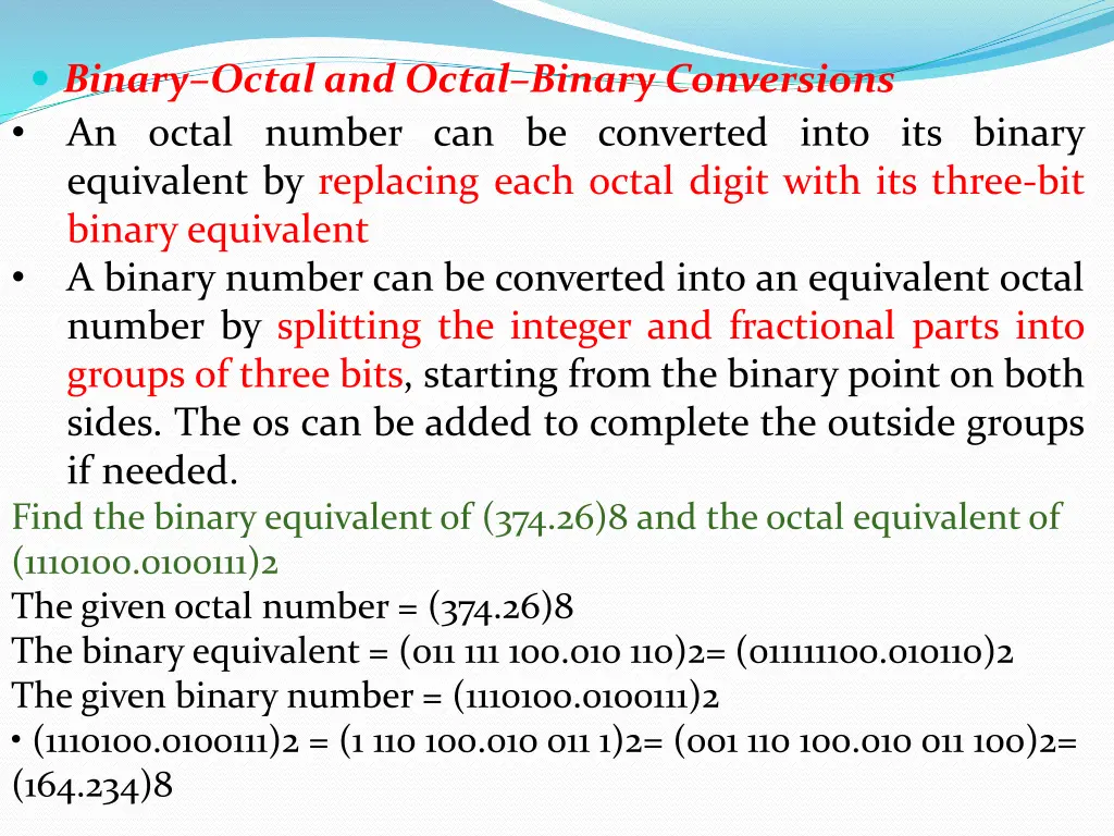 binary octal and octal binary conversions