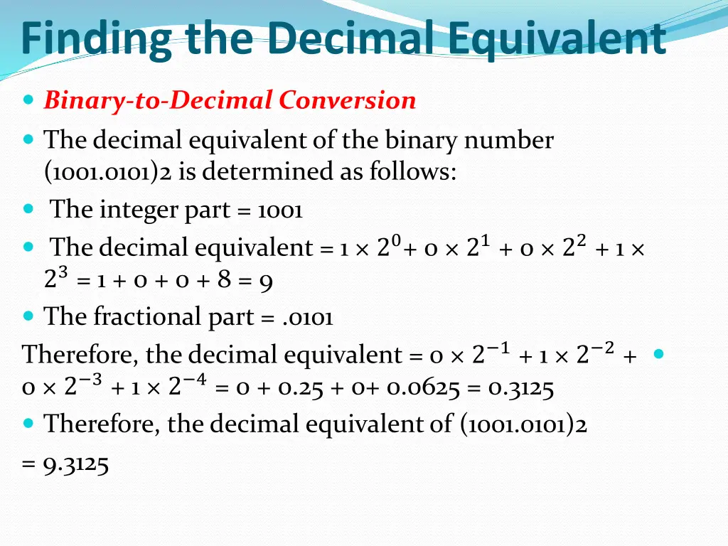 finding the decimal equivalent