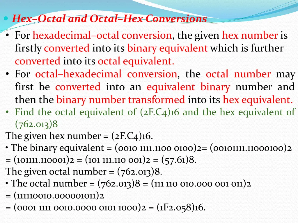 hex octal and octal hex conversions