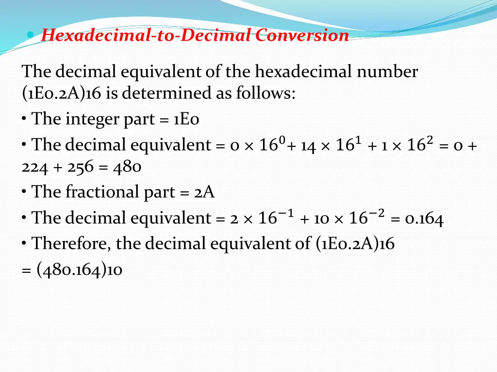 hexadecimal to decimal conversion