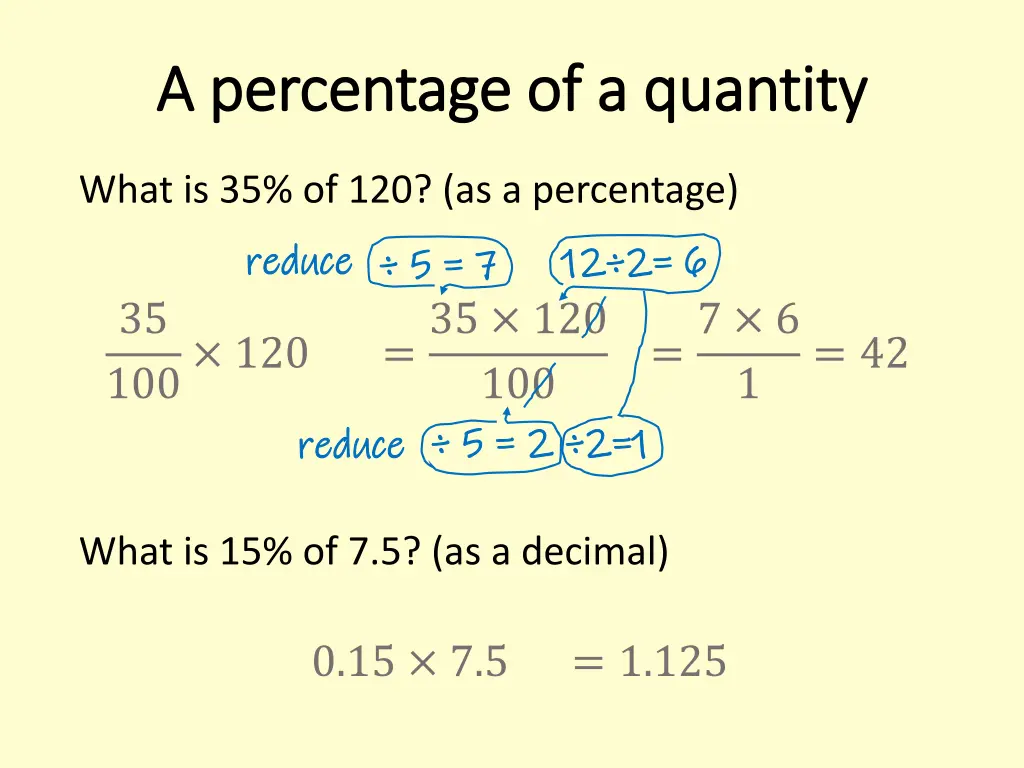 a percentage of a quantity a percentage