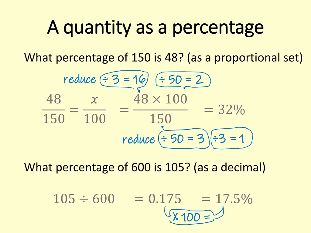 a quantity as a percentage a quantity