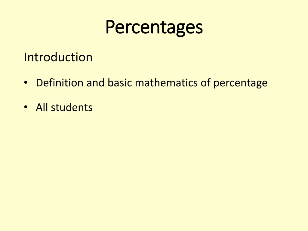 percentages percentages