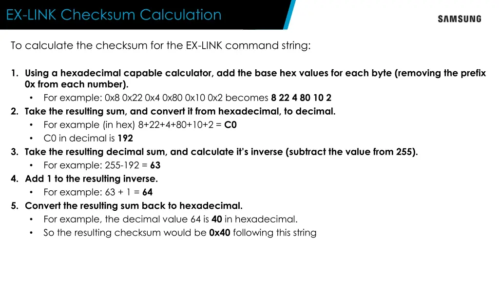 ex link checksum calculation