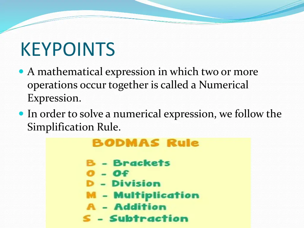 keypoints a mathematical expression in which