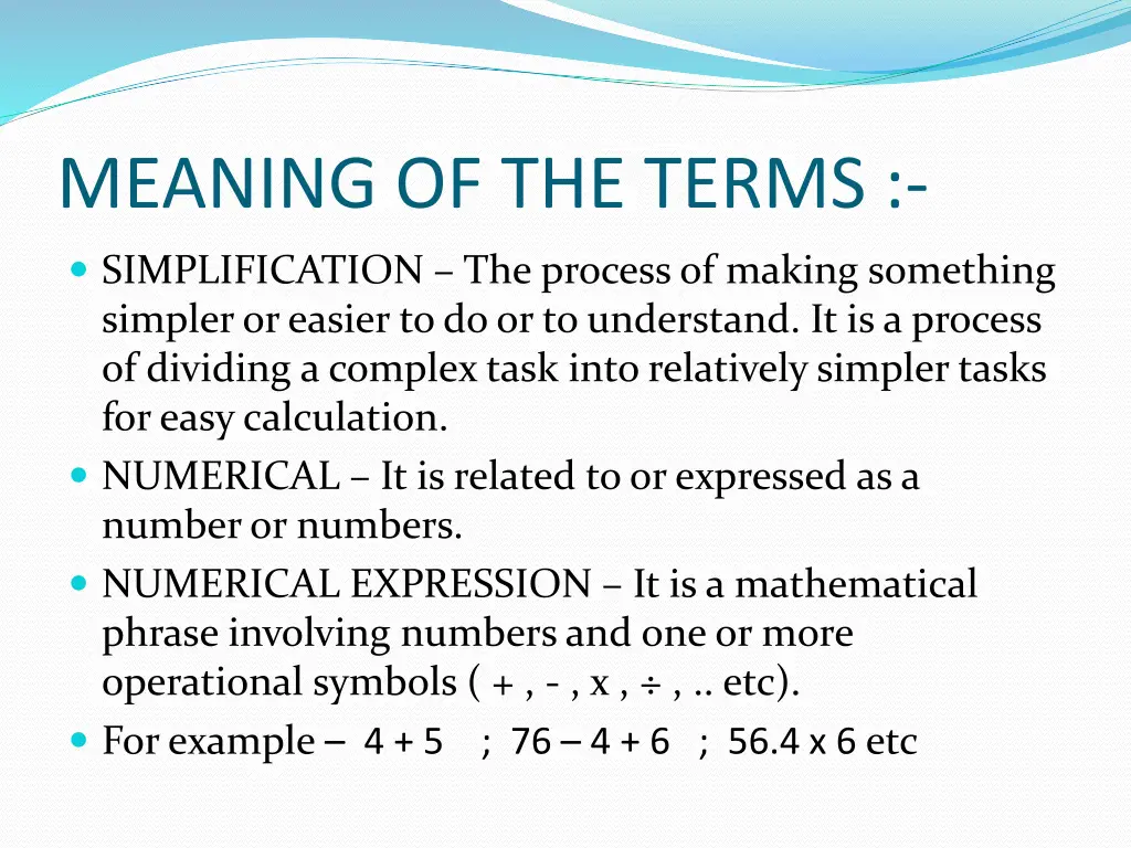 meaning of the terms