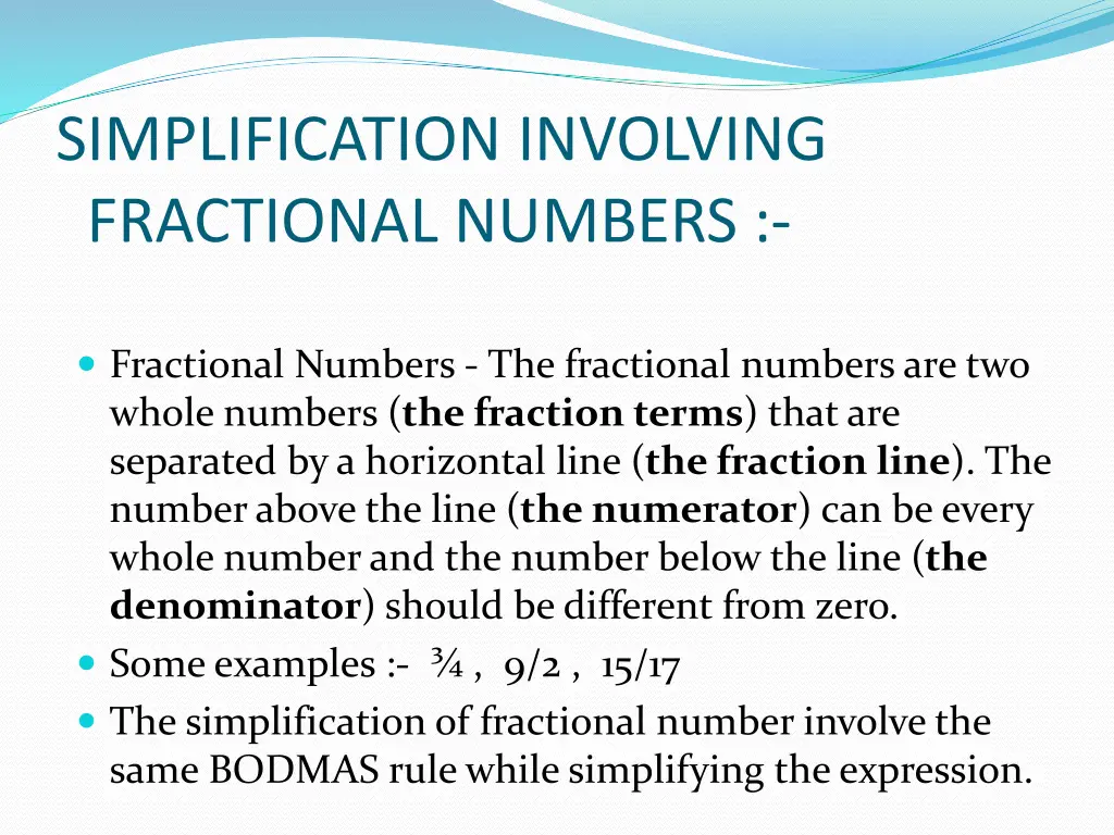 simplification involving fractional numbers