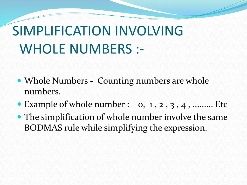 simplification involving whole numbers