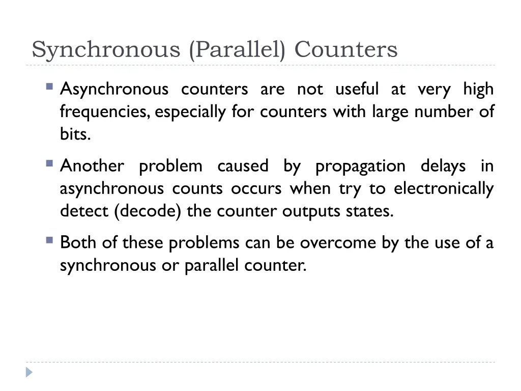 synchronous parallel counters