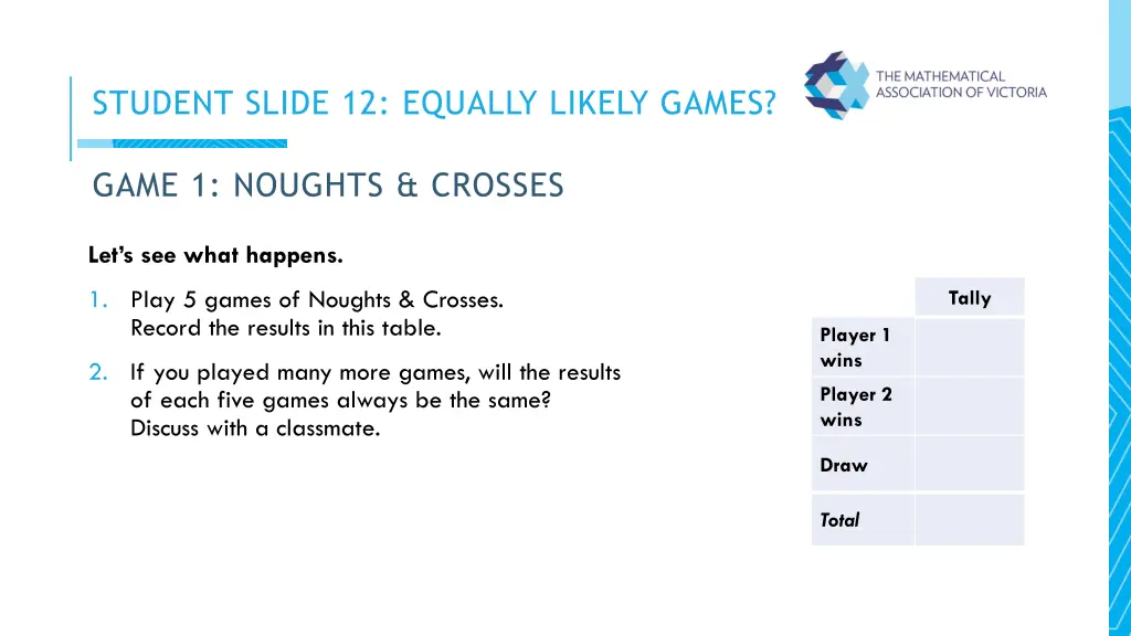 student slide 12 equally likely games