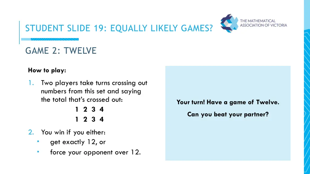 student slide 19 equally likely games