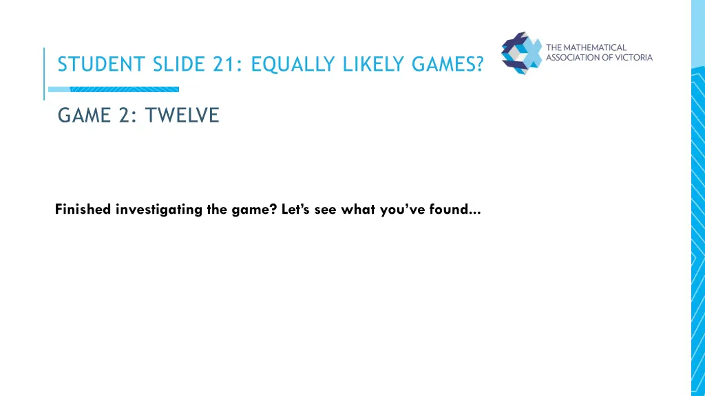 student slide 21 equally likely games