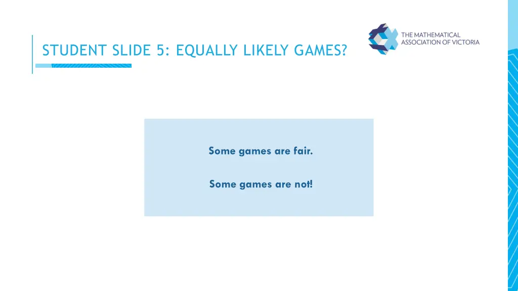 student slide 5 equally likely games