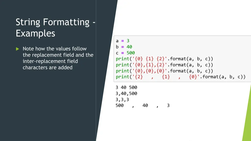 string formatting examples