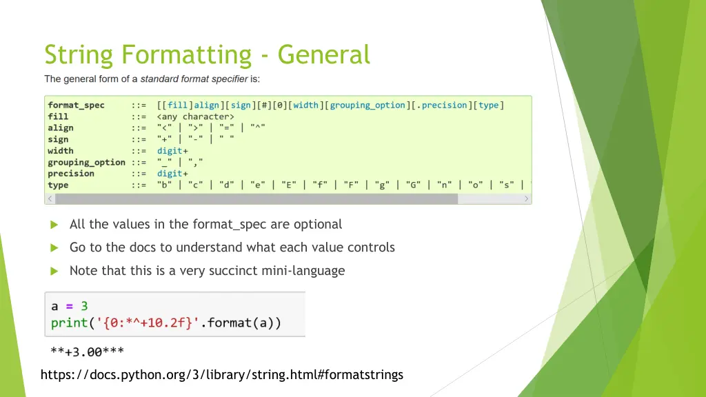 string formatting general 2