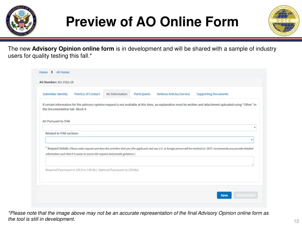 preview of ao online form