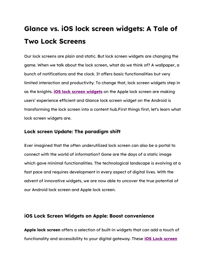 glance vs ios lock screen widgets a tale of