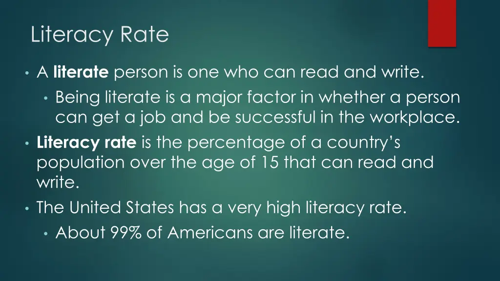 literacy rate