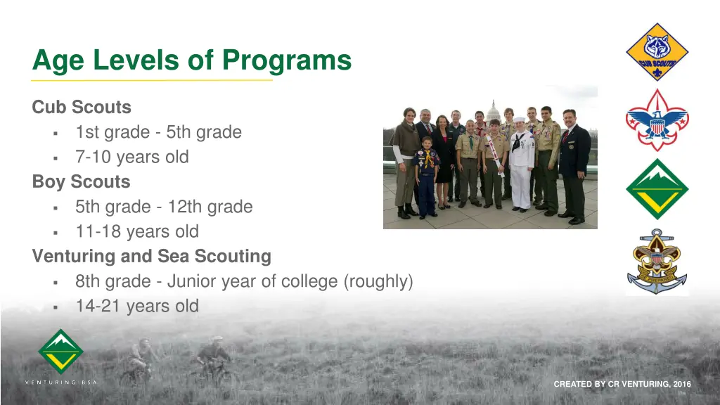 age levels of programs