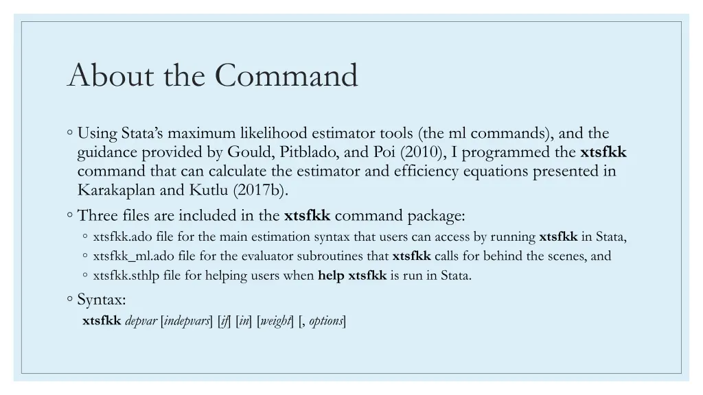 about the command