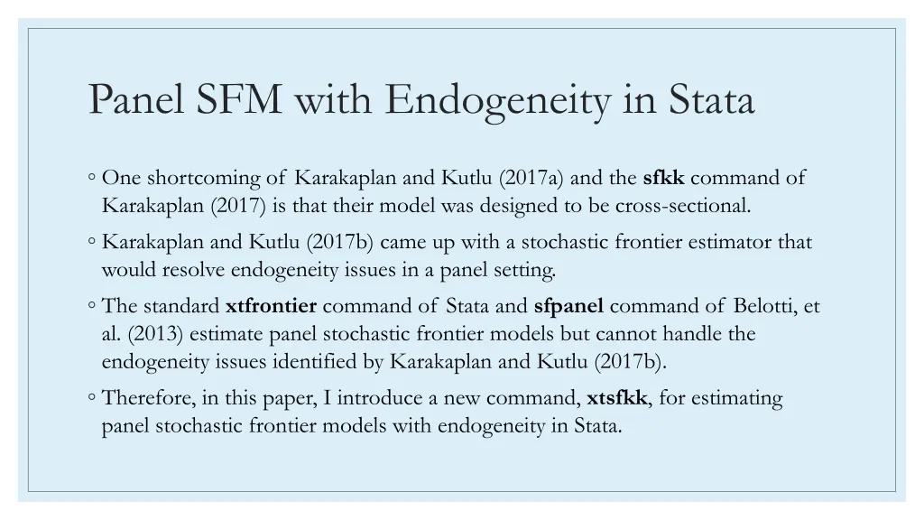 panel sfm with endogeneity in stata