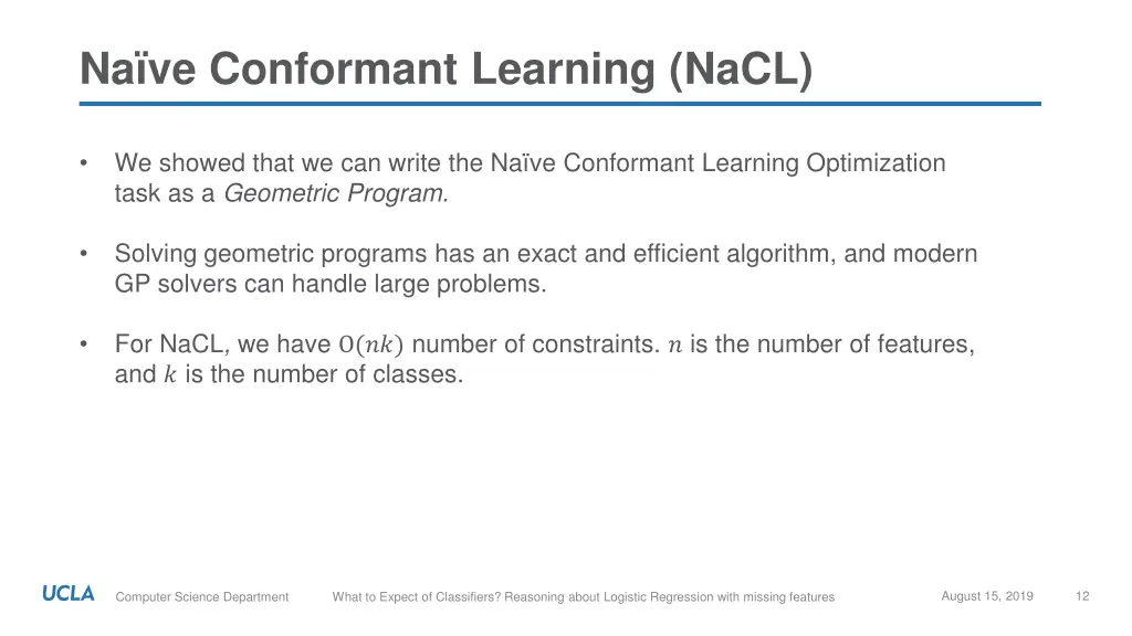 na ve conformant learning nacl 1