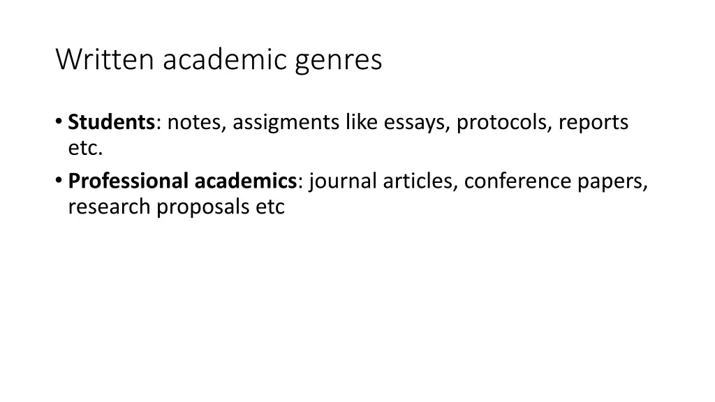 written academic genres