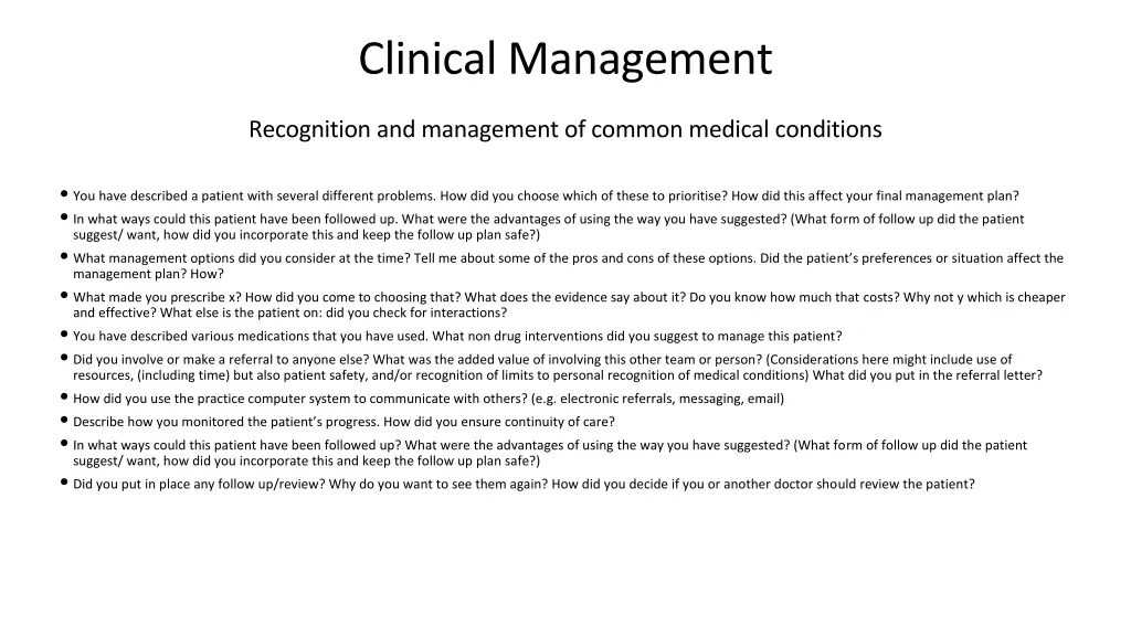 clinical management